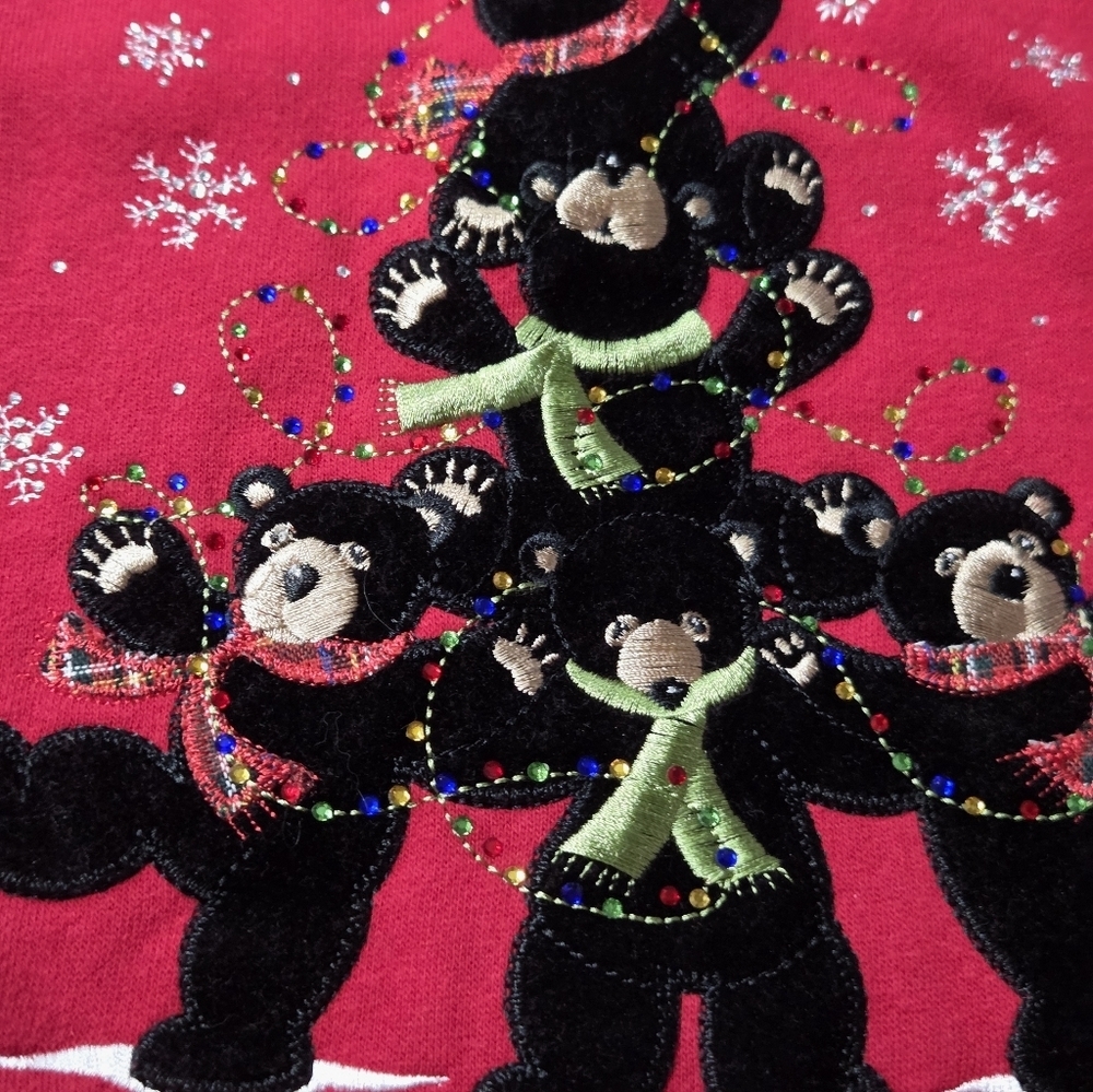 Decorated Originals Red Bears Xmas Tree Crewneck Sweatshirt Wm XL Grannycore EUC - Picture 6 of 7